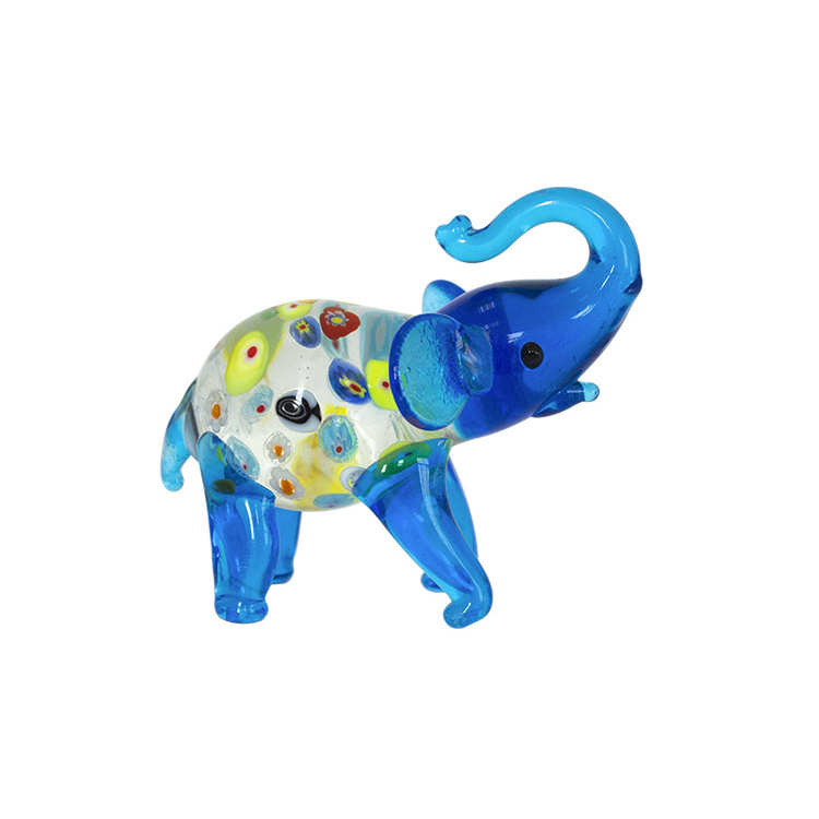 Lamp working small antique blue glass animal elephant figurine for home decoration