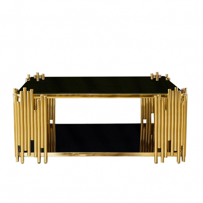 black luxury Modern Wholesale stainless steel Side Tables Nordic living room square Gold metal Glass Coffee table