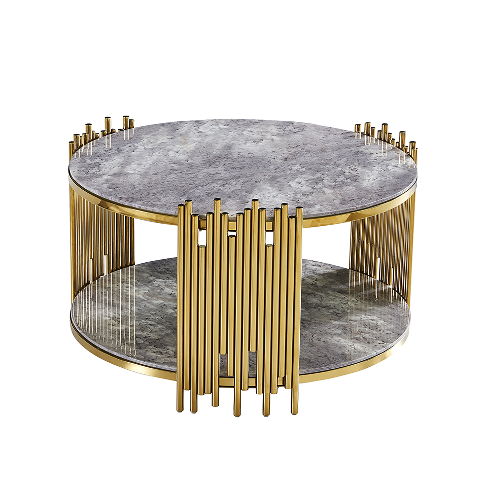 gold nordic modern luxury black metal glass top center table mirrored living room furniture round tempered glass coffee table