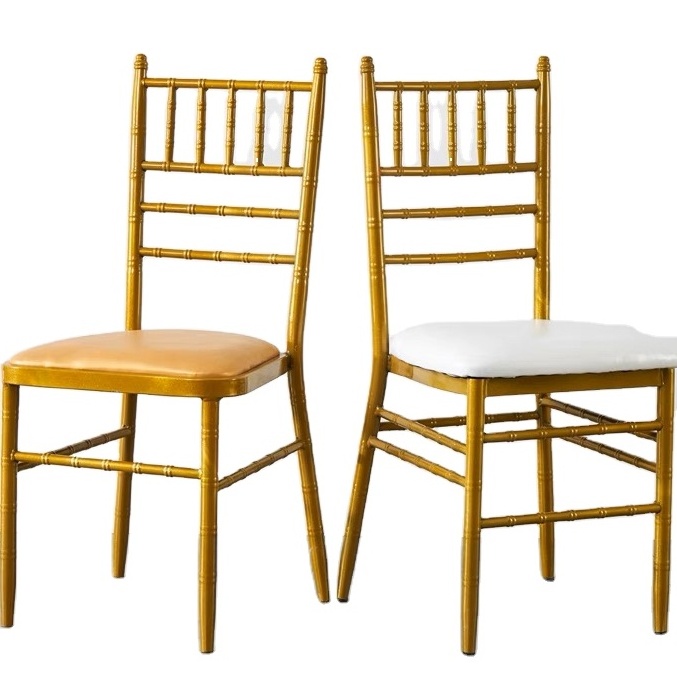 wholesale cheap gold sliver metal event banquet Wedding Chair stackable tiffany Chiavari Napoleon Chairs with cushion