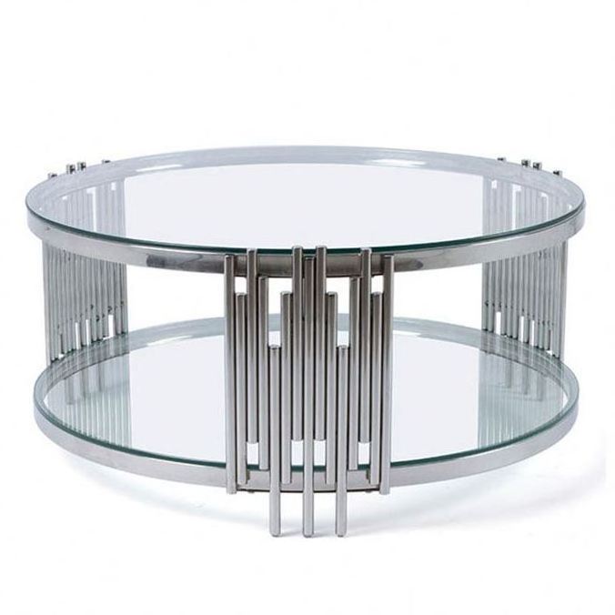 home glass stainless luxury steel furniture, contemporary small coffee table/