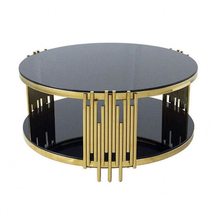 home glass stainless luxury steel furniture, contemporary small coffee table/