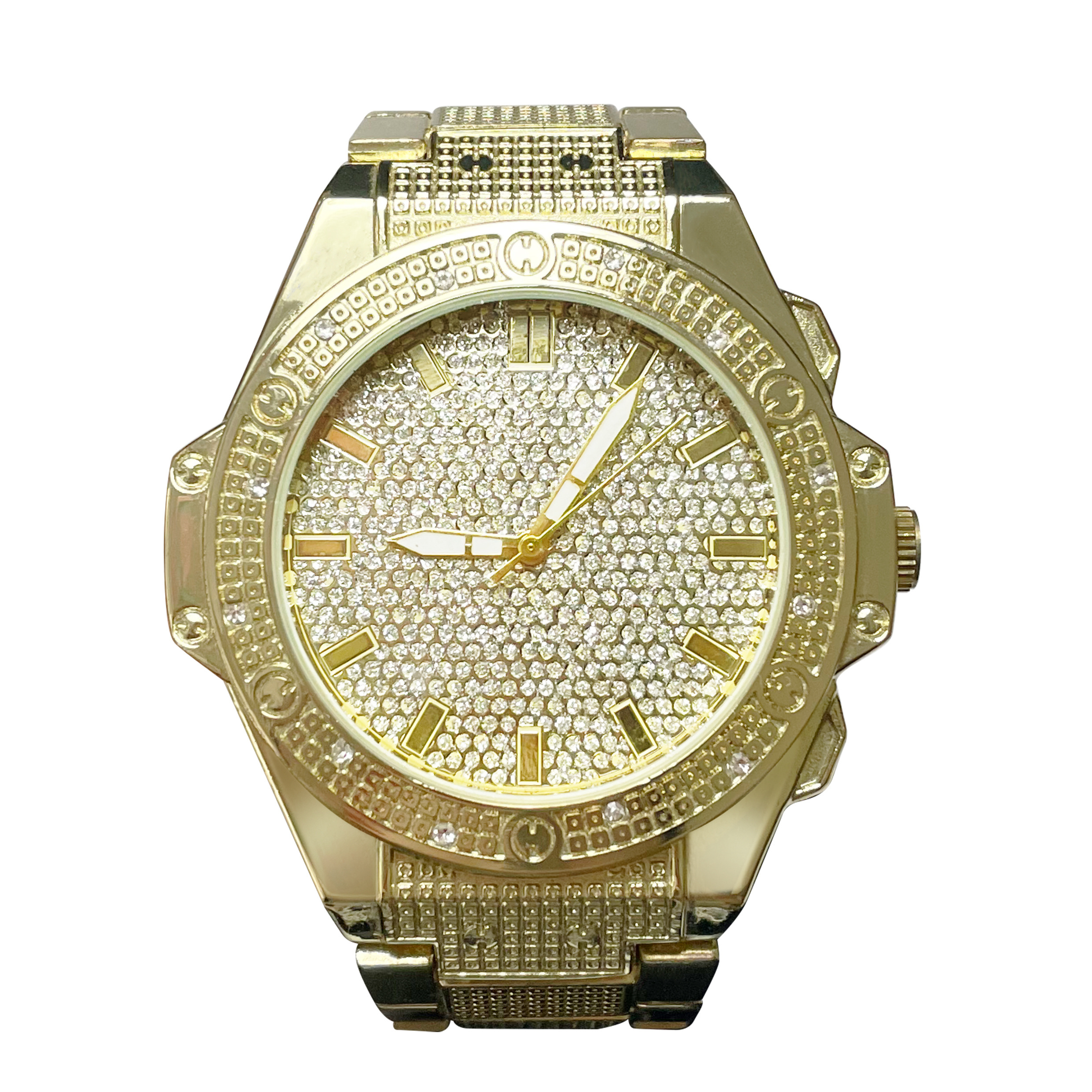 Raymons new round watches men wrist luxury hip hop moissanite wristwatch bling diamond gold quartz watch for men