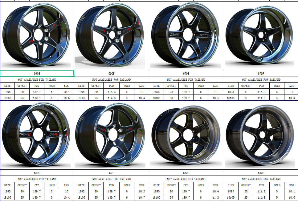 18x9.5 18x10.5 6x139.7 Five spoke Six Spoke Milling Windows Thailand rims wholesale