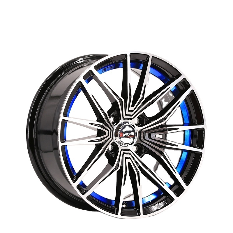 15 Inch Blue Line Machine Face Spider Web Spokes Aluminium Wheels