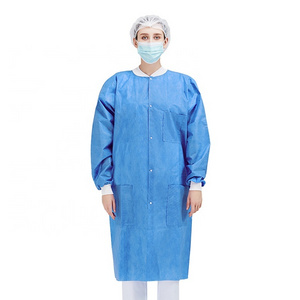 Customized Disposable Lab Coat Medical Clothing Non Woven PP SMS Microporous Lab Gown