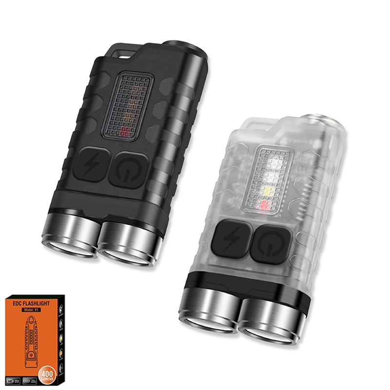 900 LM Super Bright LED Rechargeable edc Flashlights Small Tactical Flashlight with UV Side Light Torch Light