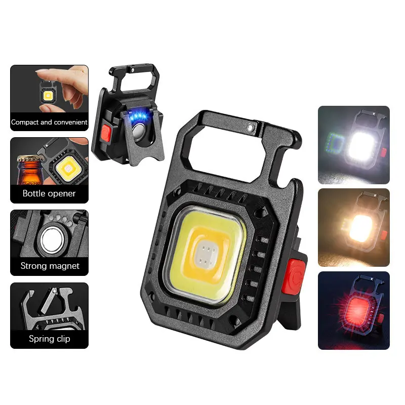 Mini COB Flashlight Backpacking Keychain Light USB Charging with Tripod Outdoor Work Light