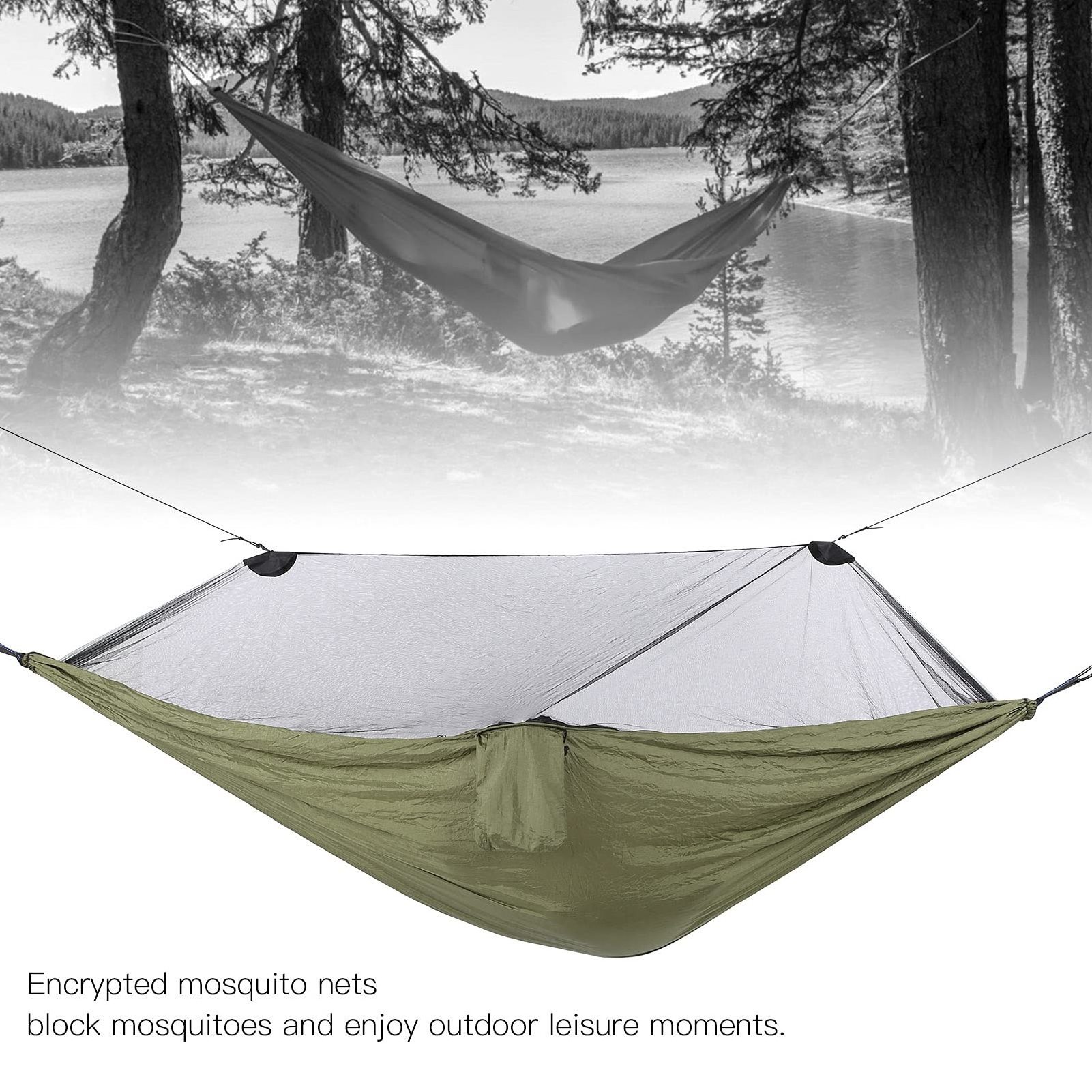 Camping Hammock with Mosquito Net Adjustable Ridgeline Double Hammock Portable Lightweight Hammock Ripstop