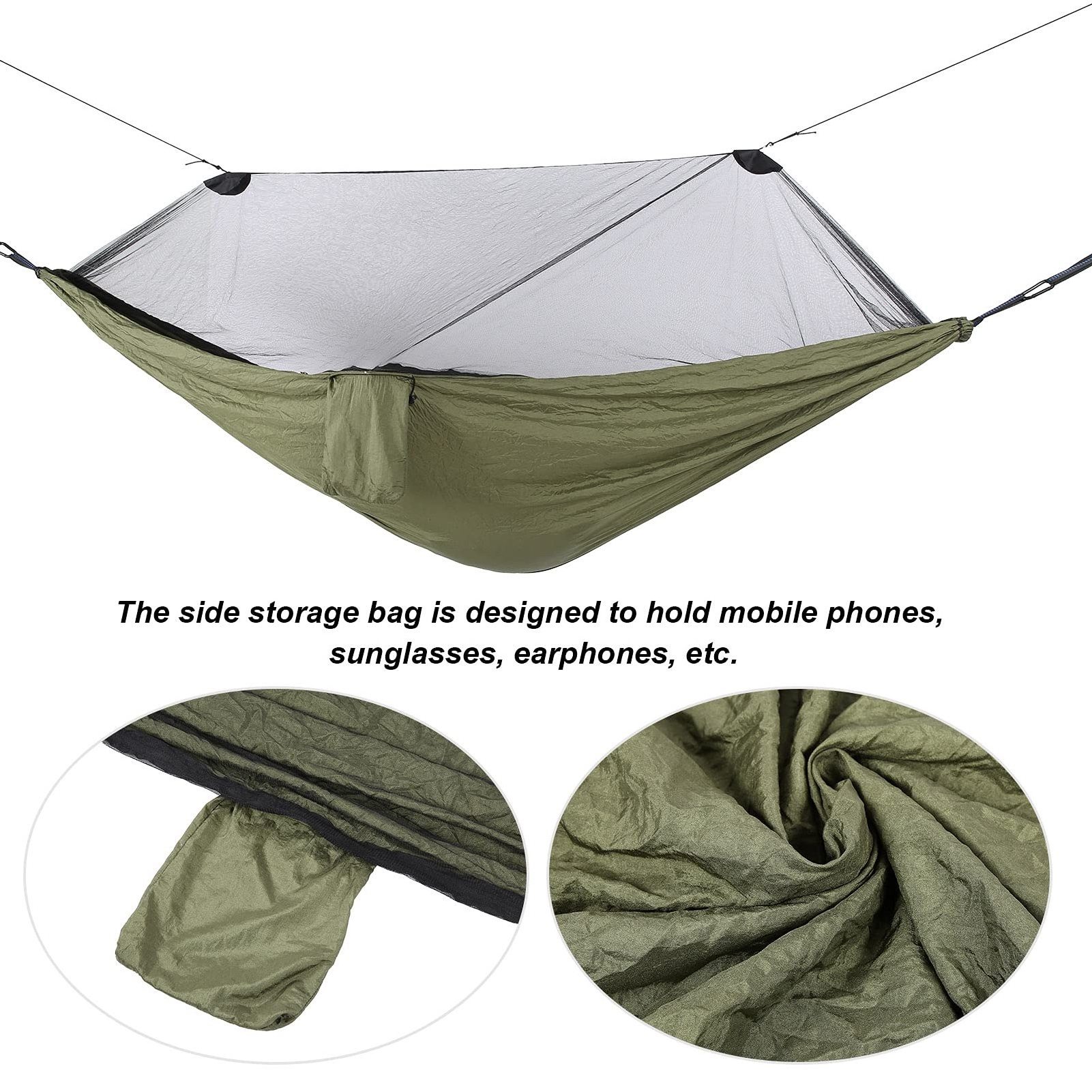 Camping Hammock with Mosquito Net Adjustable Ridgeline Double Hammock Portable Lightweight Hammock Ripstop