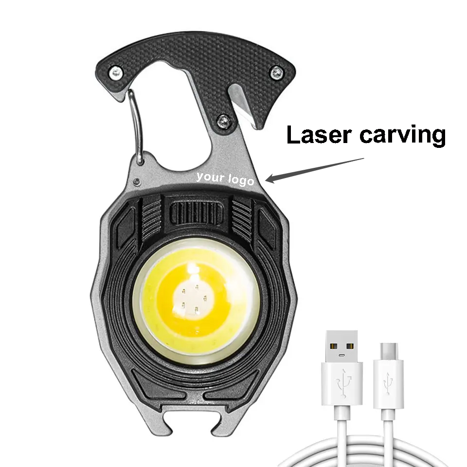 Rechargeable Cob LED Work Lights Built-in 500mAh Battery with Cigarette Lighter Whistle Outdoor Powerful Flashlights