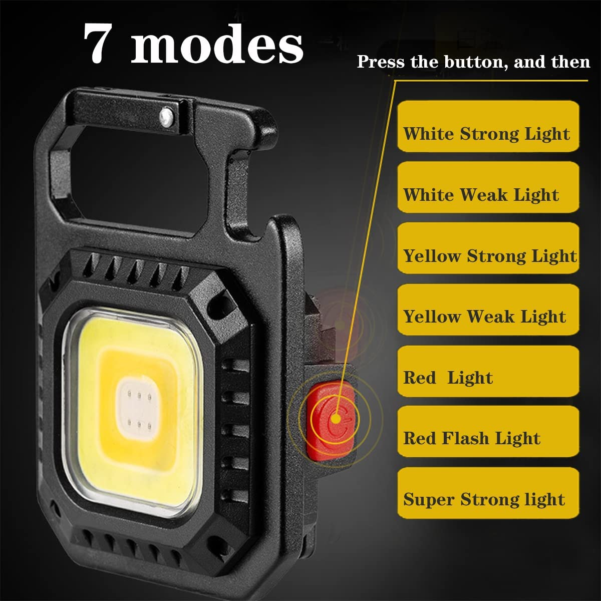 Mini COB Flashlight Backpacking Keychain Light USB Charging with Tripod Outdoor Work Light