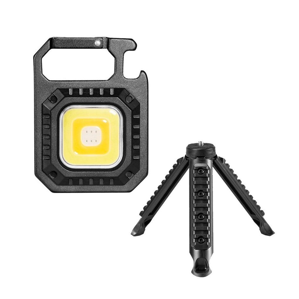 Mini COB Flashlight Backpacking Keychain Light USB Charging with Tripod Outdoor Work Light