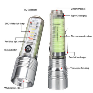 30W LED White Laser Telescopic Zoom Long Distance LED Flashlight