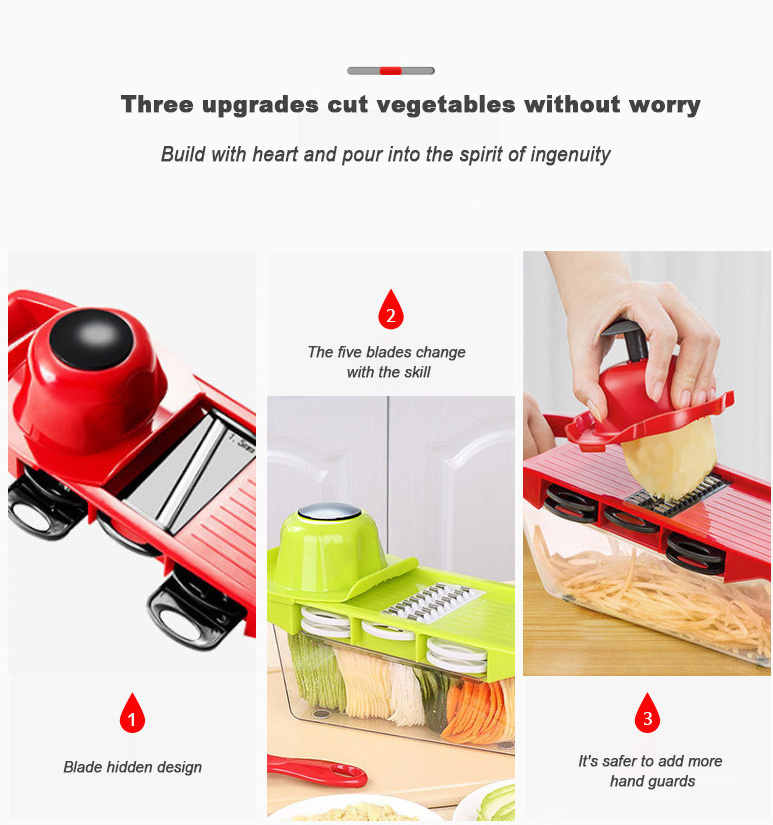 RAYSHINE 10 in 1 food chopper kitchen tool multifunctional manual mandoline food vegetable slicer chopper cutter