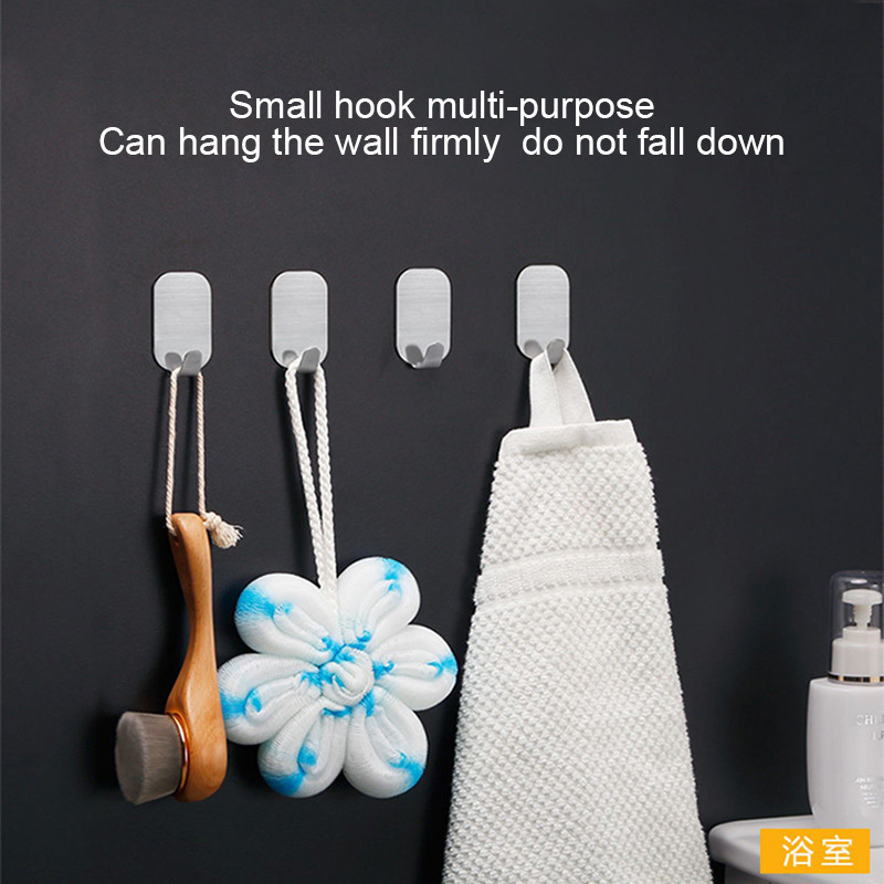 RAYSHINE  Kitchen Bathroom Simple Stainless Steel Punch-free Hook Strong Viscose shower brush Hook Wall Hanger Sticky Hook