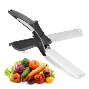 Rayshine  Multifunction 2 In 1 Smart Knife And Cutting Board Chopper Vegetable Stainless Steel Cutting Board Scissors