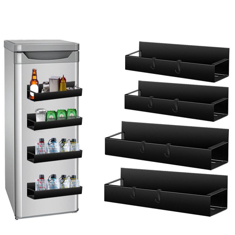 Rayshine new 4 pack metal magnetic fridge spice rack storage organizer shelf moveable magnetic spice rack for refrigerator