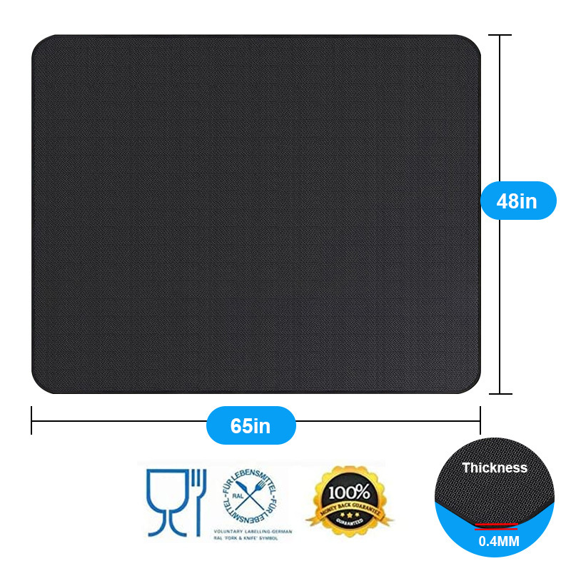 Reusable Large Fiber Glass Silicone Coating Fireproof Fire Pit Mat Premium Deck and Patio Grill Mat BBQ Under Grill Mat