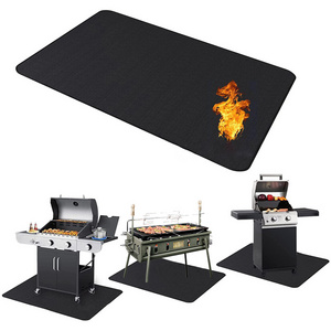 Reusable Large Fiber Glass Silicone Coating Fireproof Fire Pit Mat Premium Deck and Patio Grill Mat BBQ Under Grill Mat