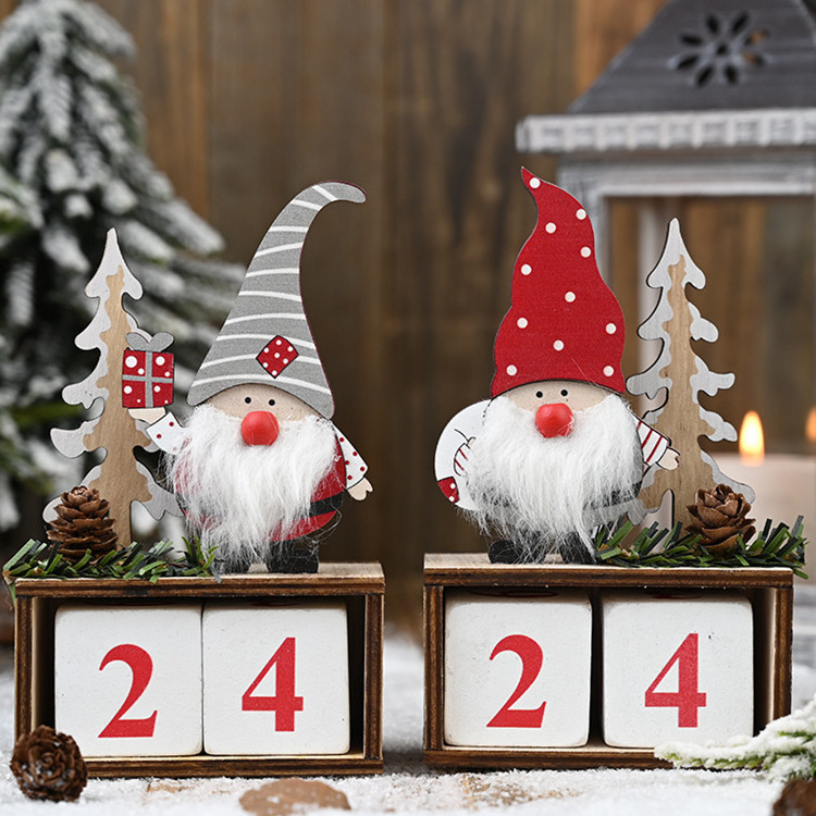 New Christmas Wooden Pineapple Calendar Elderly Decoration Wooden Calendar Countdown Decoration