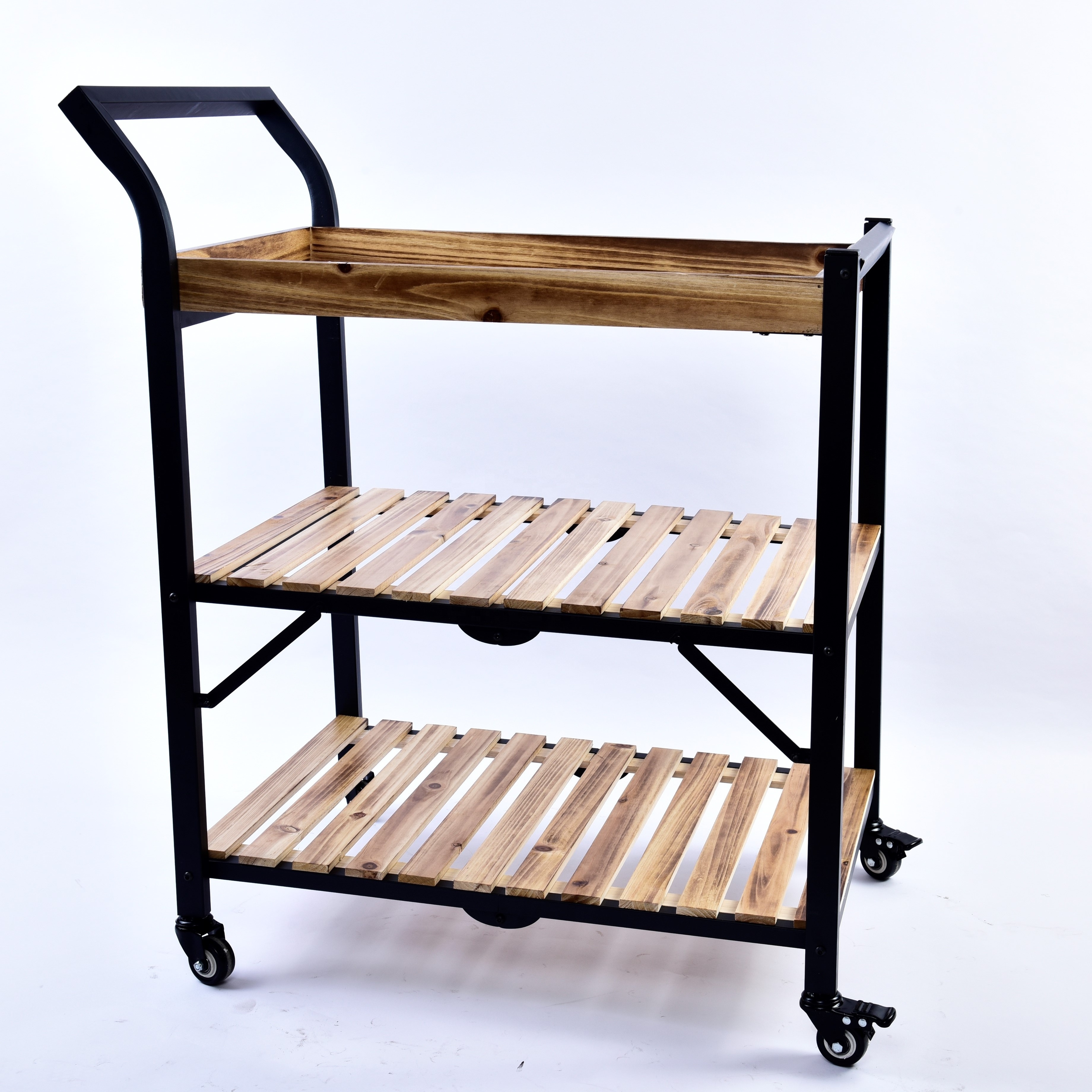 Food Serving Trolley Kitchen Islands & Carts 3 Tier Storage Cart Hand Carts & Trolleys Food Bar Cart Trolley Wooden Trolley