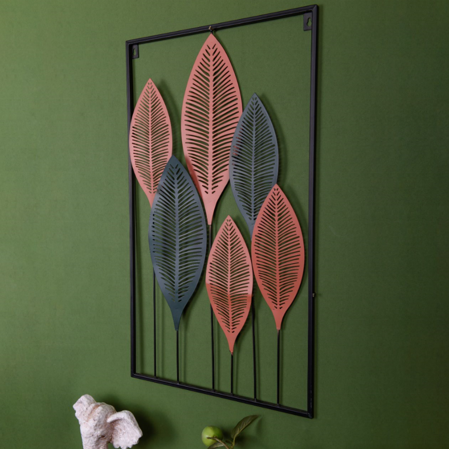 Home Accent Wall Hanging Decor Metal  Leaves Wall Art Decoration for Living Room Home