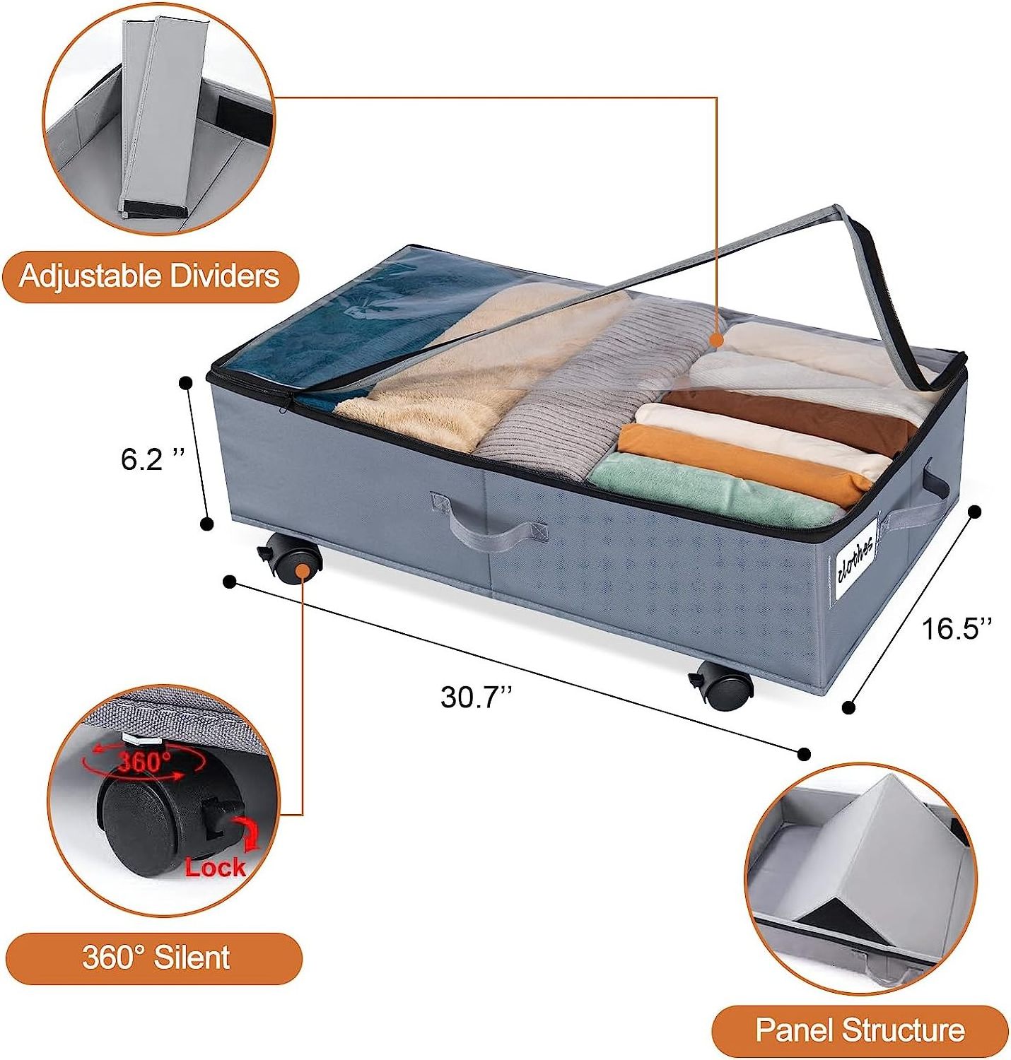 OEM Rigidity Under Bed Storage Containers Underbed Storage Organizer with Lid Extra Large Under Bed Storage with Wheels