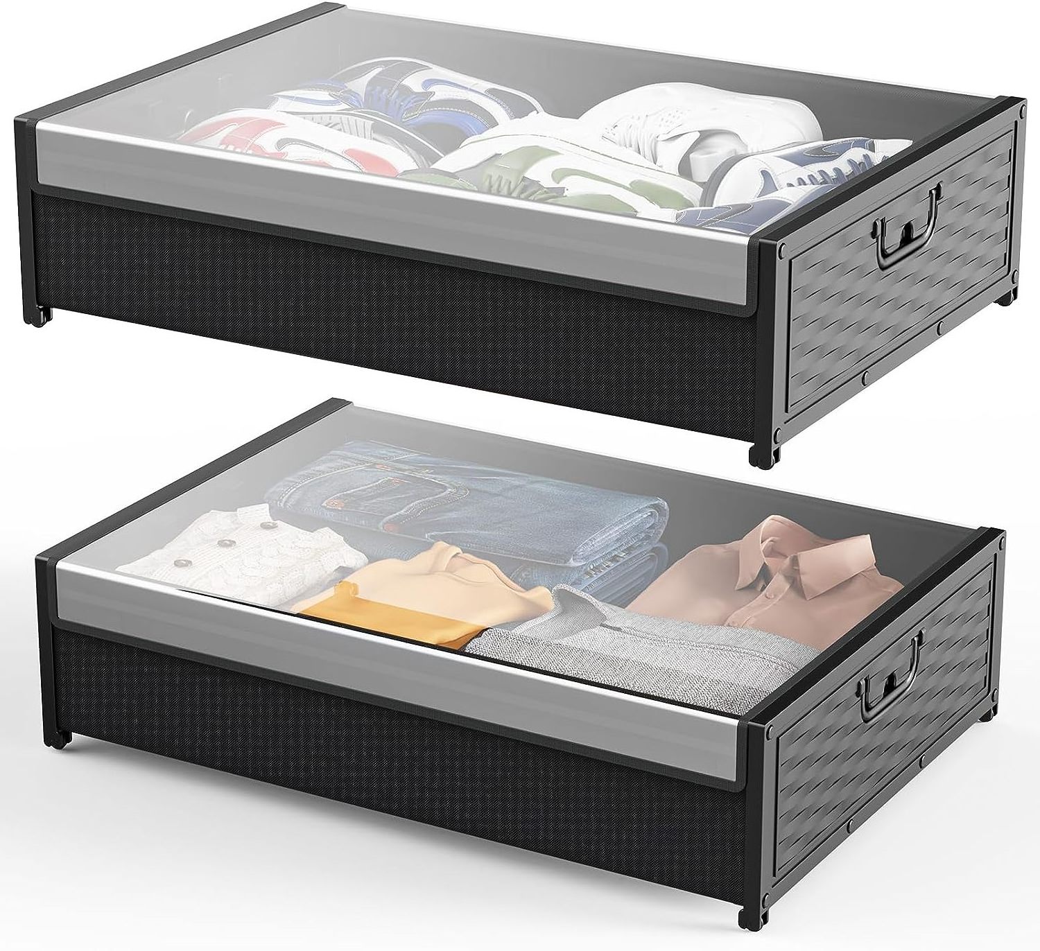 Raytop Under Bed Storage Containers With Wheels Drawer Bins Foldable Rolling Under Bed Clothes Organizer