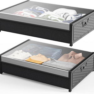 Raytop Under Bed Storage Containers With Wheels Drawer Bins Foldable Rolling Under Bed Clothes Organizer