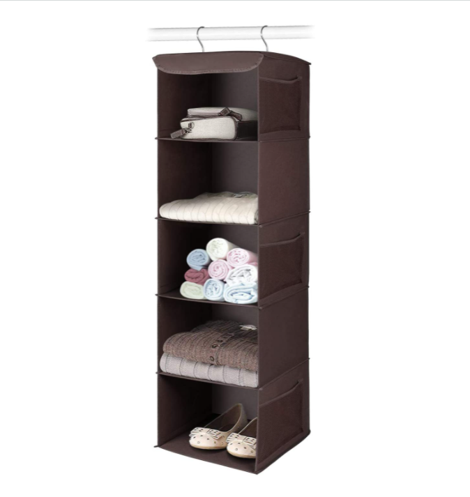 5-shelf Non Woven Space Saving Easy Use Drawers Collapsible Shelves Hanging Closet Organizer For Sweater Cloth Handbag