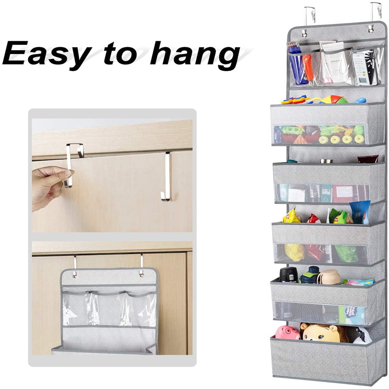 Amazon Hot Sell Door Hanging Organizers Closet Cabinet Storage With 5 Large Pockets And 3 Small Pvc Pockets