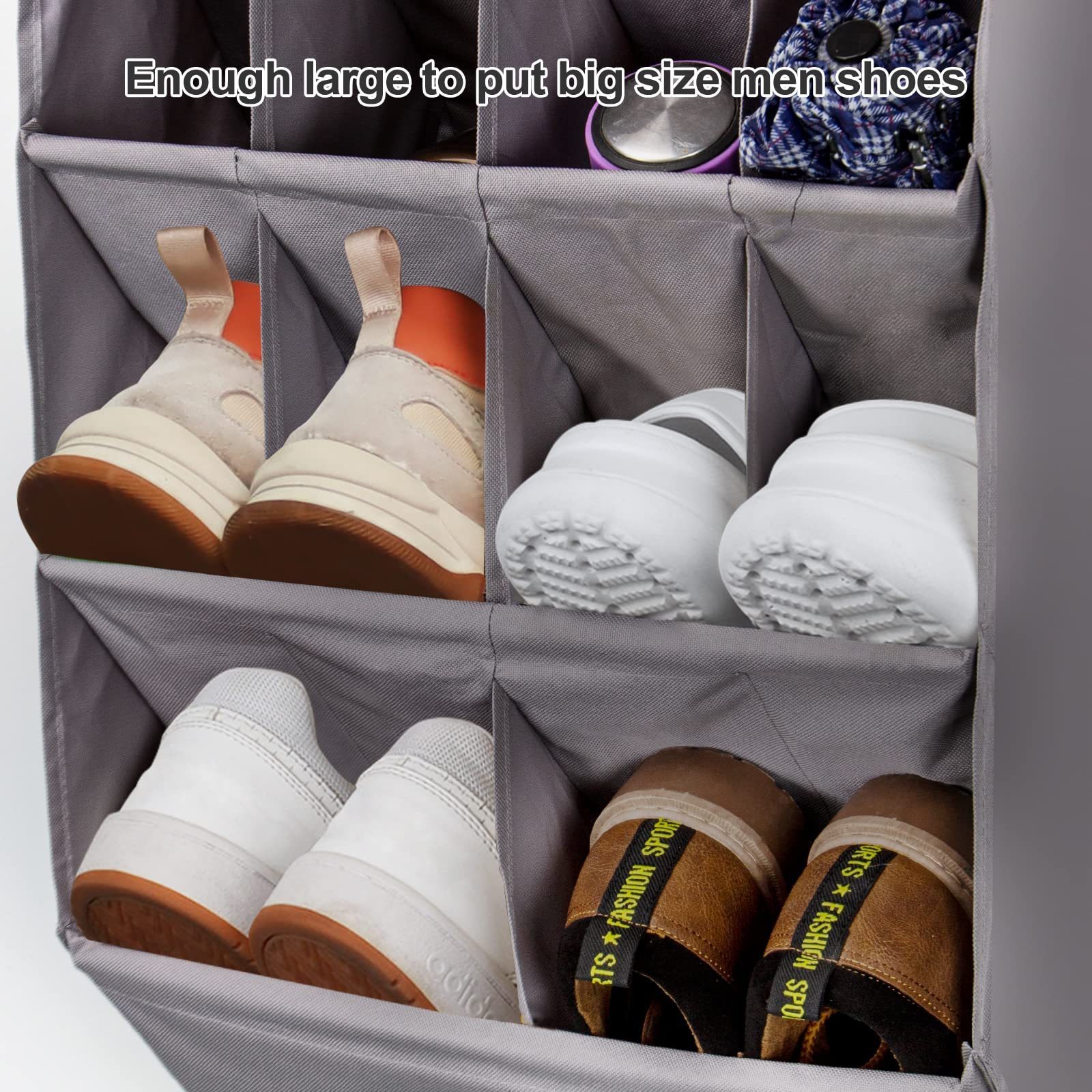 Over the Door Shoe Organizer 2 Pack Hanging Shoe Organizer 6-Tier Large Deep Pockets Door Shoe Rack with 3 Hooks Storage Bag