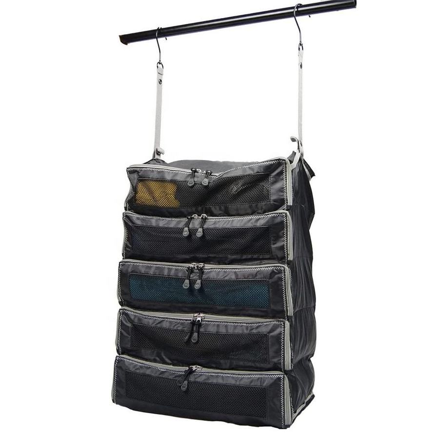 Customize Pack Gear Suitcase Organizer 5 Layers Large Hanging Shelf Organizer For Closet Multi-purpose Hanging Closet Organizer