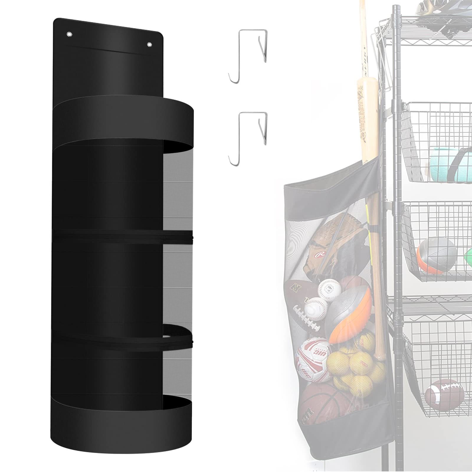 Hanging Closet Organizer Storage with Double Zip Divider for Storing Toys, Clothes, Balls, Sports Equipment Over Door/Shelf