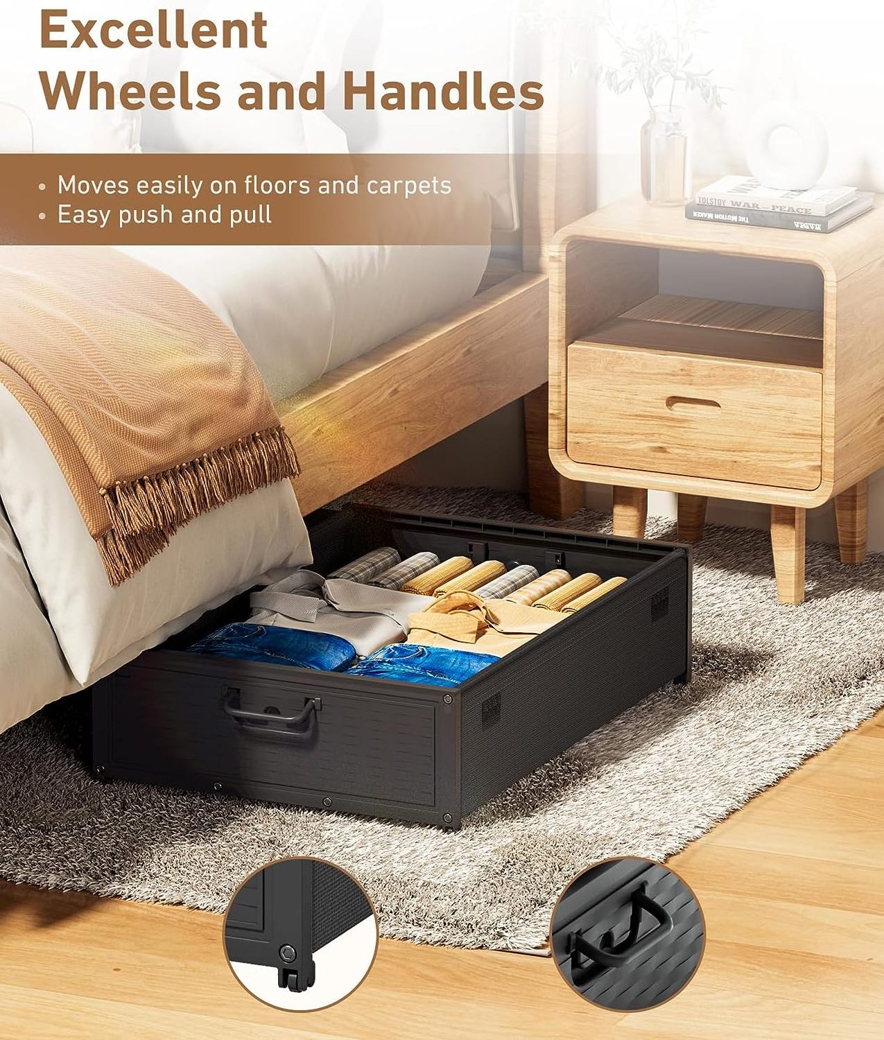 Under Bed Storage With Wheels Foldable Under Bed Storage Containers Under Bed Shoe Storage Organizer For Bedroom Organization