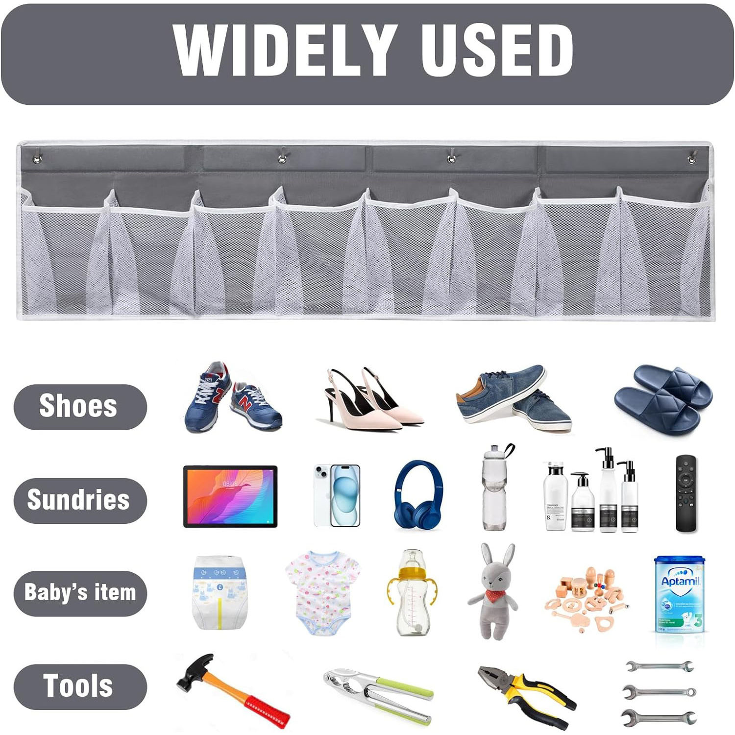 8 Extra Large Pocket Wall Mounted Entryway Shoes Rack RV Shoe Storage for Bedside RV Camper Essentials