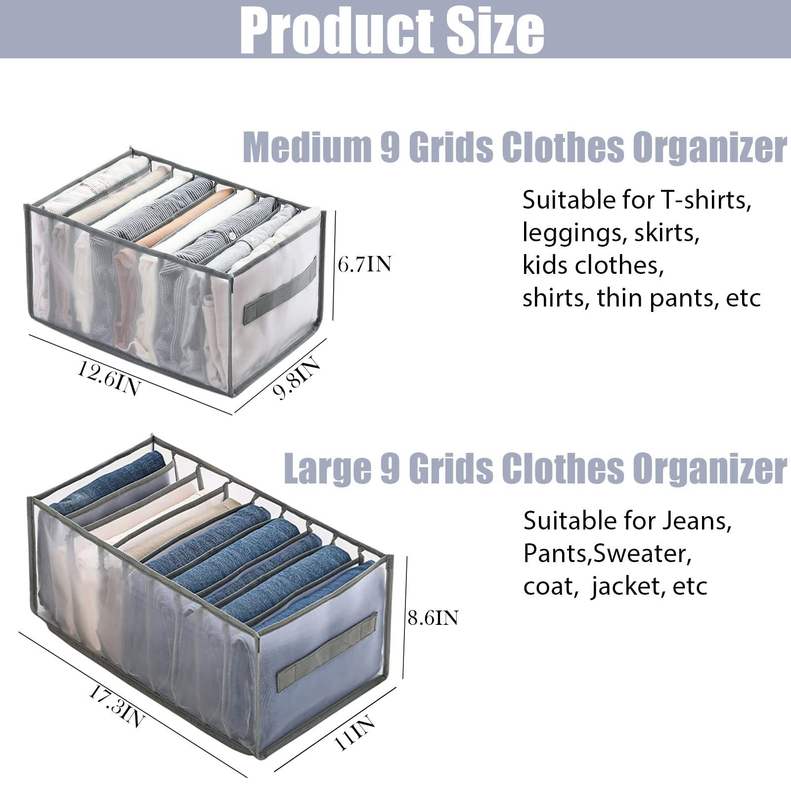 High Quality Nylon Mesh Clothes Shirt Underwear Organizer Folding Jeans Pants Closet Underwear Organizer