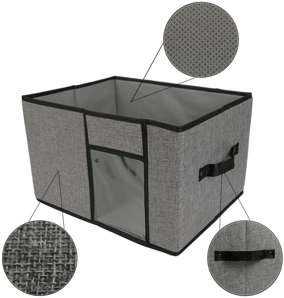 Raytop Fabric Storage Bins with Lid 2 Handles and Clear Window Washable Foldable Storage Basket Cube