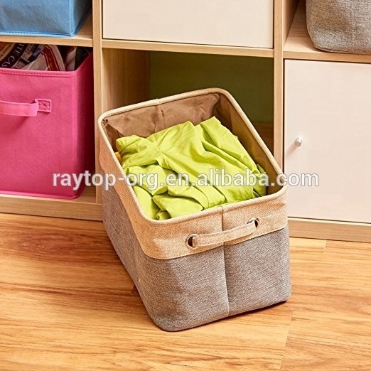 Foldable Storage Bins Organizer Shelf Collapsible Large Laundry Closet Cube Fabric Linen Canvas Storage Baskets with Handles