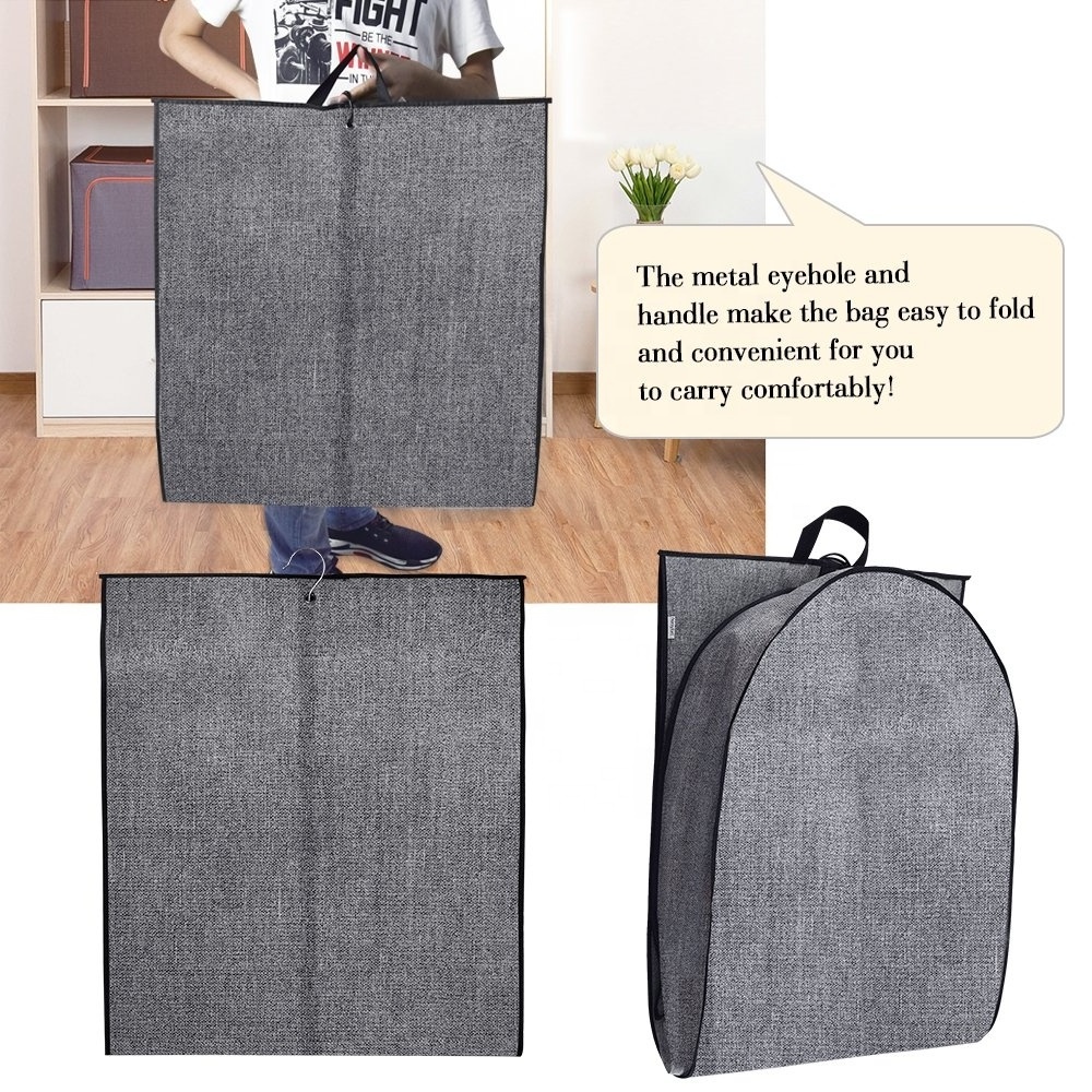 Wholesale Custom Non Woven Hanging Suit Cover Zippered Breathable Storage Dresses Covers Travel Garment Bags for Suits