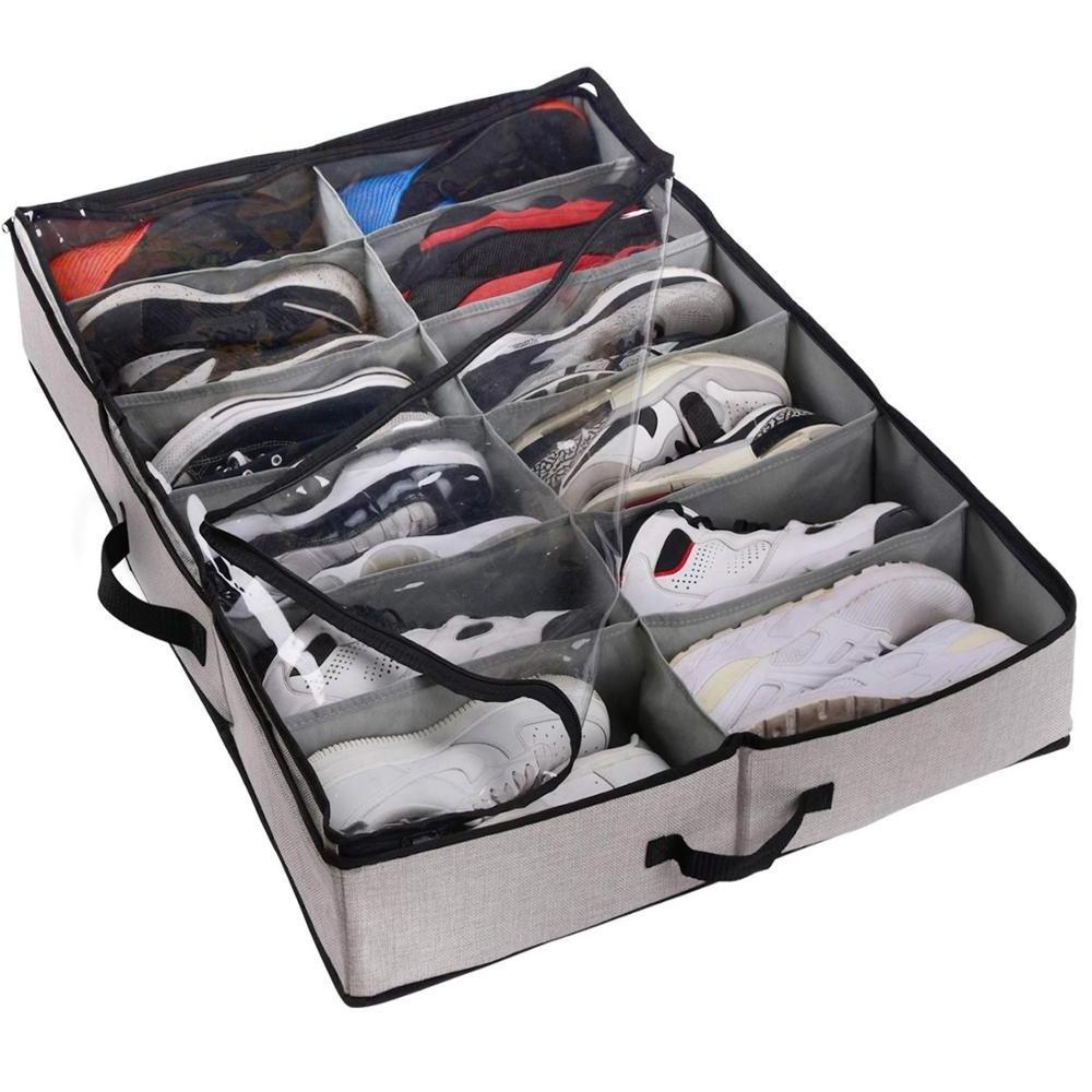 Sturdy & Breathable Materials Underbed storage bag storage bins Under the Bed Shoe Organizer Fits  for Kids Men & Women Shoes