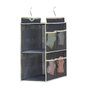 Nonwoven Hanging Shelves Closet Organizer Collapsible Clothes Shelf Organizers and Storage for Bedroom