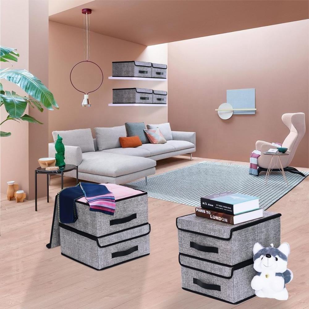 Home Office Bedroom Closet Storage Box Cube Cubby Basket Closet Organizer Foldable Storage Bins Cubes Boxes with Lid Fabric