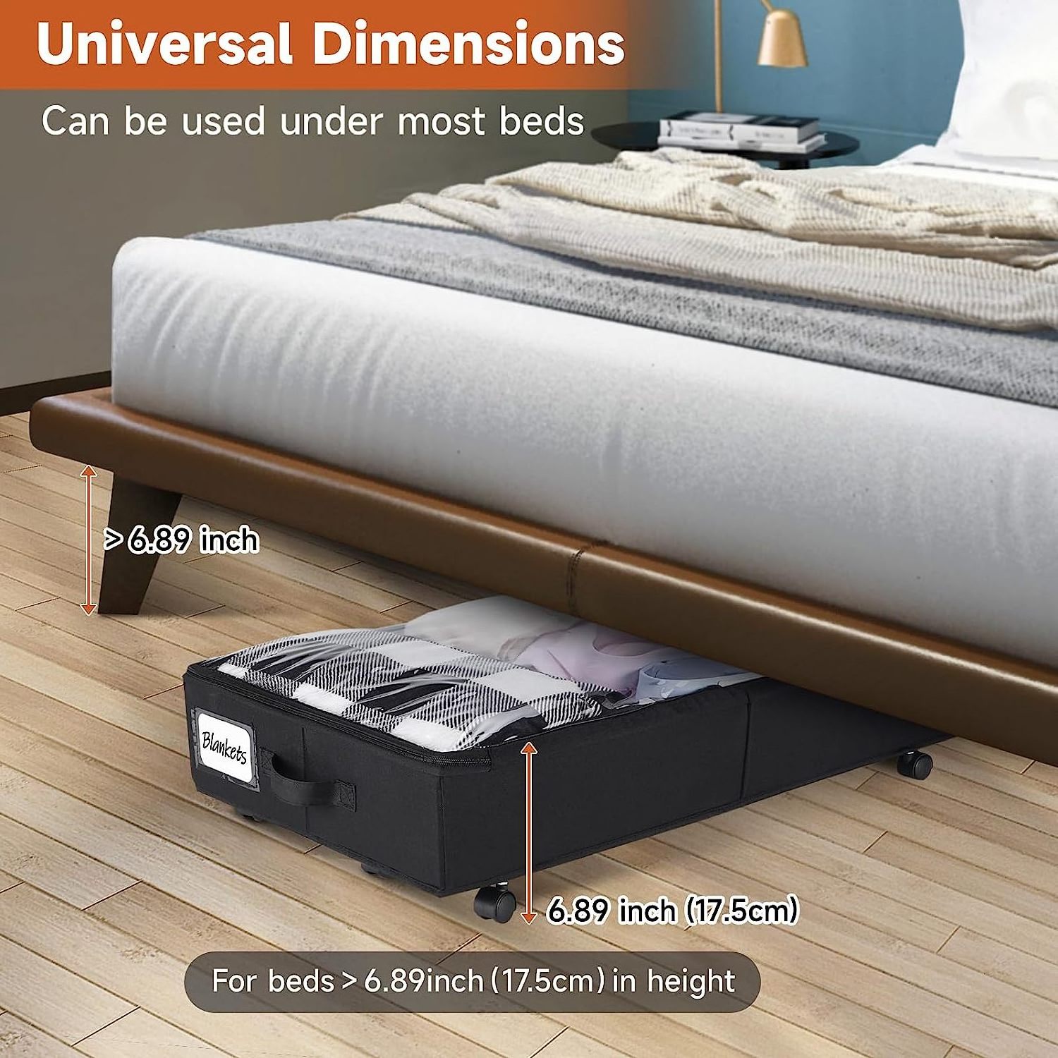 Hotsell Foldable Thicken 600D Oxford Cloth Underbed Storage Containers 43L Under Bed Storage with Wheels