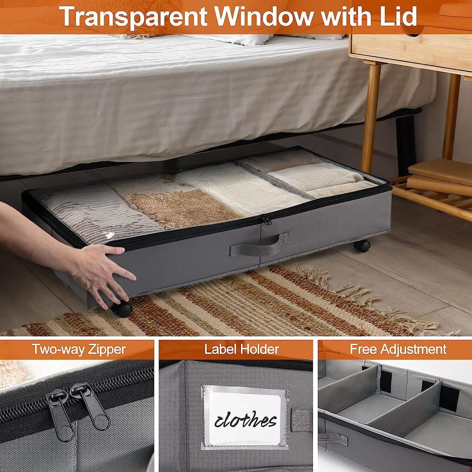 OEM Rigidity Under Bed Storage Containers Underbed Storage Organizer with Lid Extra Large Under Bed Storage with Wheels