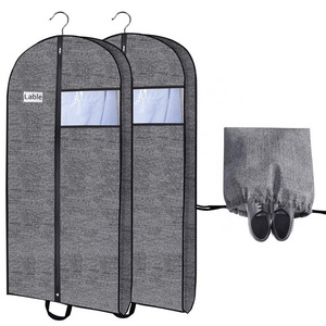 Wholesale Custom Non Woven Hanging Suit Cover Zippered Breathable Storage Dresses Covers Travel Garment Bags for Suits