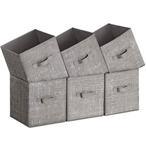 Storage Cubes Set of 6 Non-Woven Fabric Bins with Double Handles Closet Organizers for Shelves Foldable for Clothes