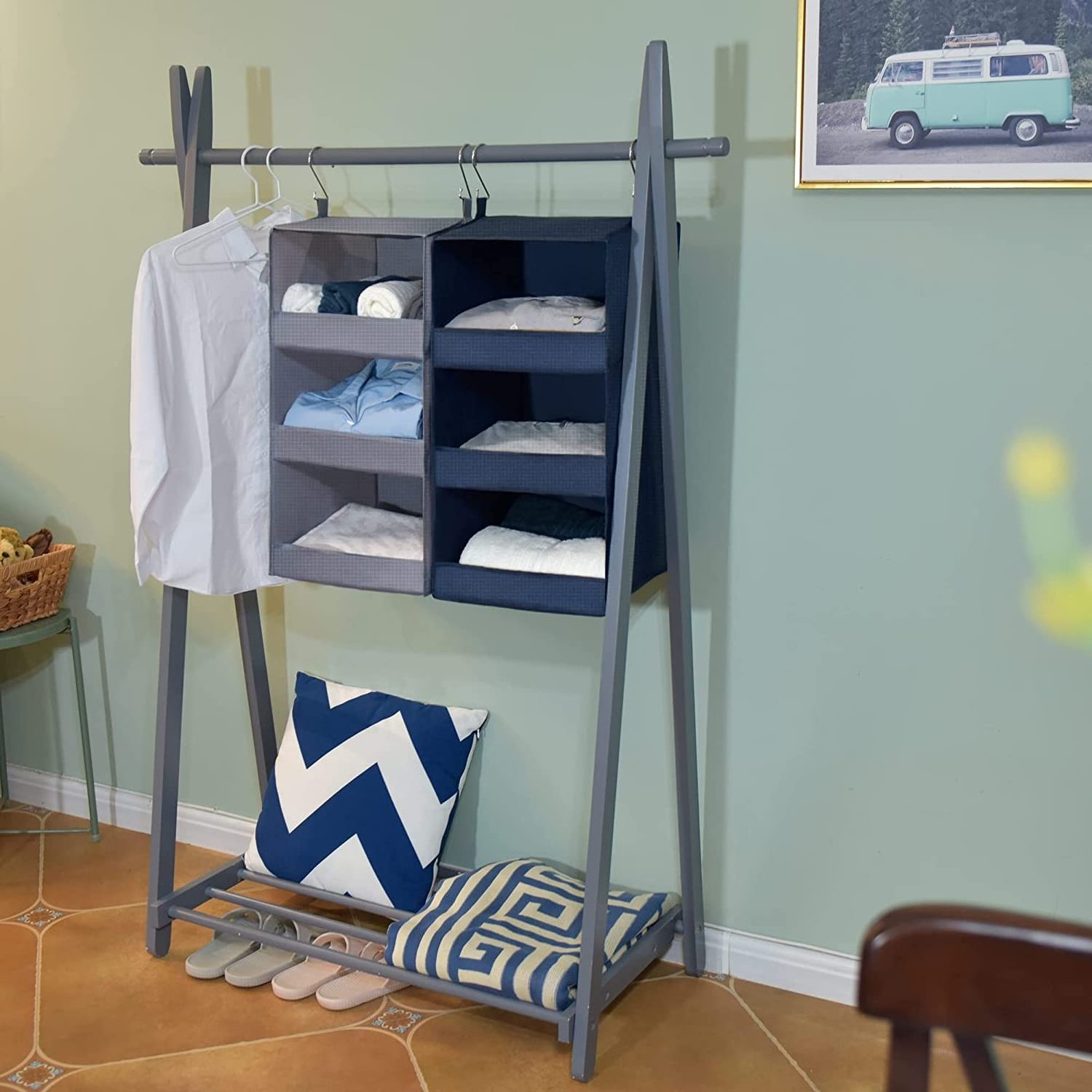 3-Shelf Hanging Closet Organizer Collapsible Hanging Closet Shelves Hanging Organizer for Closet & RV