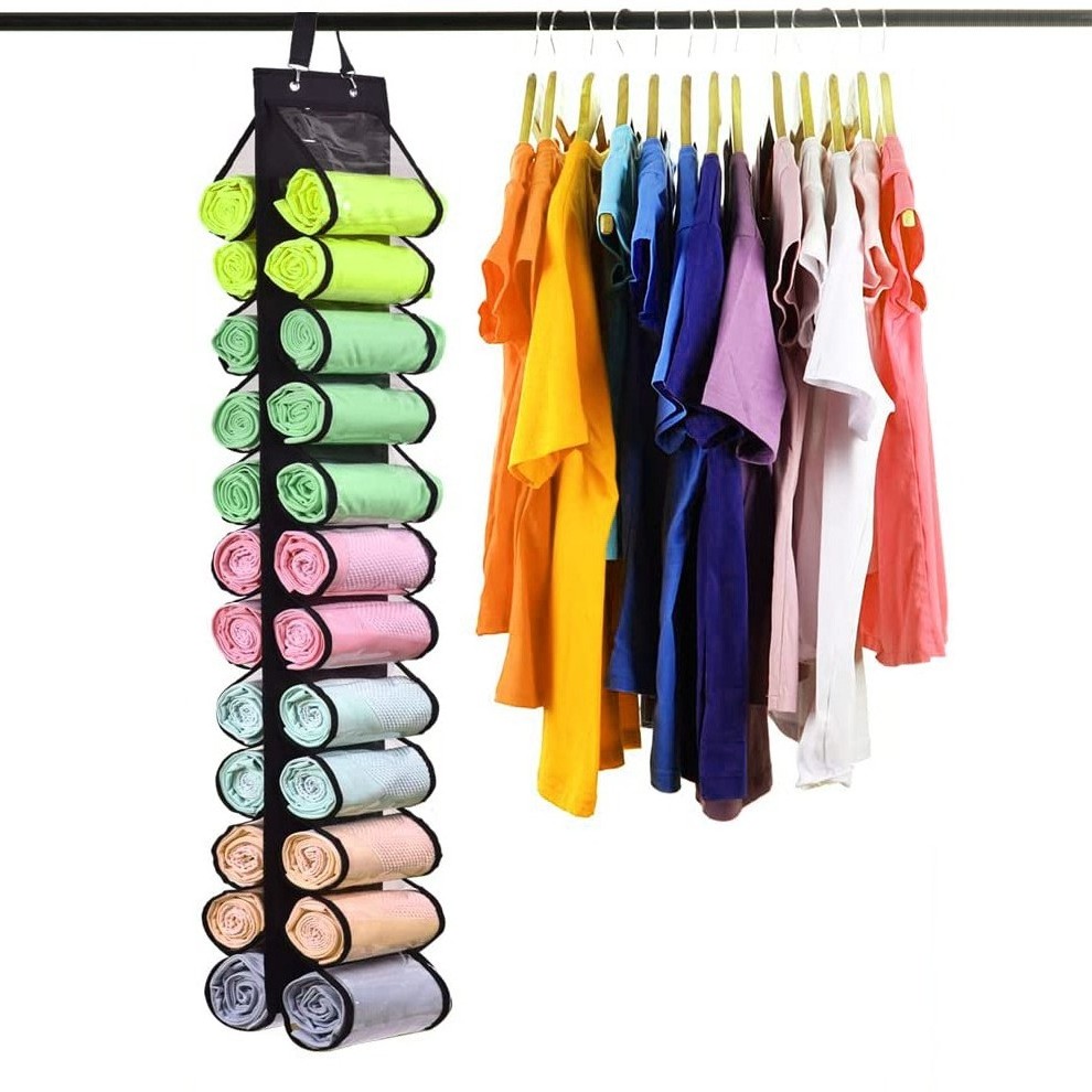 China Factory Custom Yoga Legging T-shirts Hanger Wardrobe Clothes Organizer Hanging Storage Bag